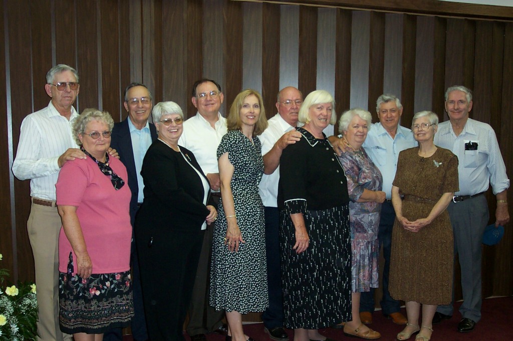 Mozelle Winnard's children and their spouses on the day of her funeral in 2003.